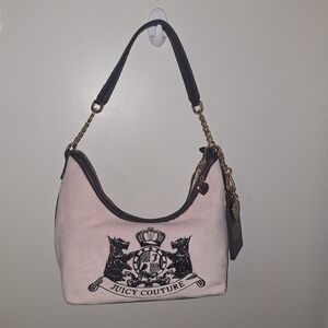 Juicy Couture Pink and Black Shoulder Bag with Gold Accents